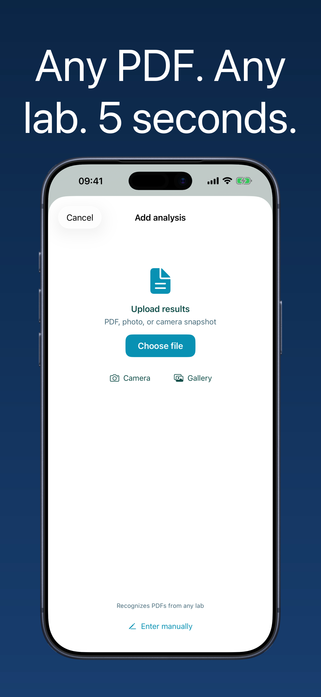 Import PDF or photo from any lab